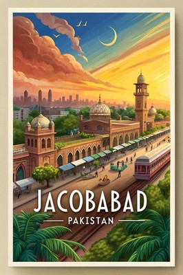 Atemberaubendes Jacobabad Pakistan Reise Poster - Lebendiges Stadtbild Kunstdruck A1-A