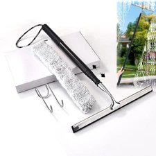 2 in 1 Telescopic Window Squeegee Kit with Hook and Cloth Cover for Home