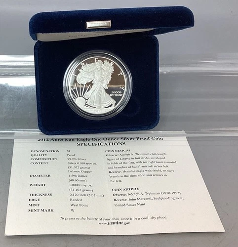 2012 W Proof American Silver Eagle - With Box & CoA