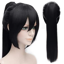 Probeauty Girl Stylish Ponytail Black Straight Cosplay Wig Long Black Wigs wi...