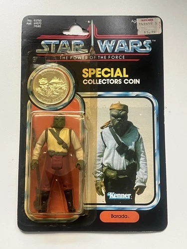 Kenner Star Wars Barada POTF New On Card1984 w/POTF Coin 92 Back See Pics