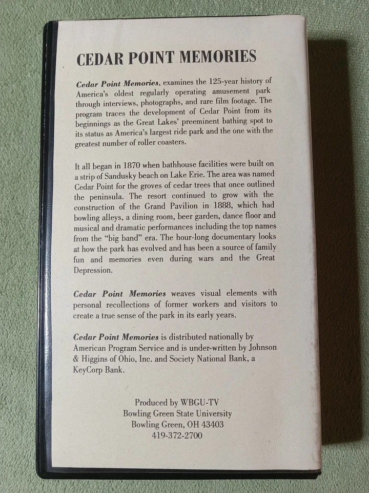 CEDAR POINT MEMORIES VHS ULTRA RARE VIDEO WBGU-TV BOWLING GREEN STATE UNIVERSITY - Image 2 of 4