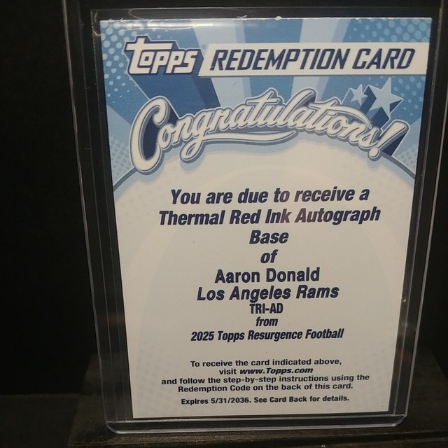 2025 Topps Resurgence Thermal Red Ink Aaron Donald SSP On Card Auto Redemption