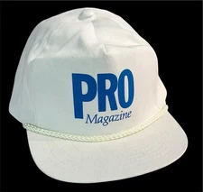 Vintage PRO MAGAZINE White Rope Flat Brim Snap Back Trucker Hat Cap Adjustable
