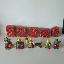 5 Vintage Paddington Bear Christmas Themed Ceramic Figurines Enesco Holidays