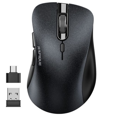 RAPIQUE Wireless Mouse, 2.4G Silent Computer Mice with USB Receiver & Black 