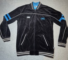 FILA vintage velour track suit jacket pulldown zipper size L Black/white/blue