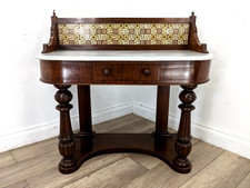 WASHSTAND Antique Victorian Mahogany Marble Top Tiled Splashback FREE DELIVERY