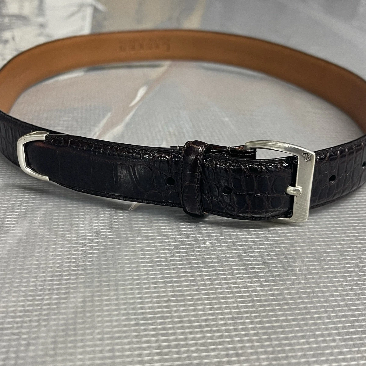Lauren‎ Ralph Lauren Genuine Italian Leather Alligator Stretch Belt Size Small Ralph Lauren Alligator In Men main image 3
