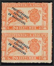 Former Spanish Colonies. Morocco. * MH 56(2). 1915. 20 cts red, vertical pair
