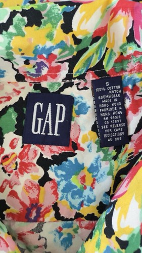 Vintage 80's GAP Vibrant Floral Button Front Cotton Long Sleeve Shirt S - Bild 4 von 4