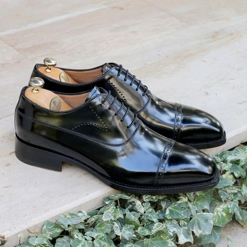 Paul Parkman Men's Goodyear Welted Oxford Shoes Black Polished Leather 056BLK84-