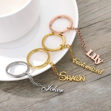 Custom Name Keyring Jewelry Gold Rose Gold Men Women With Gift Box