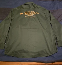 Von Dutch With Graphics size XL Long Sleeve Button Down Shirt Olive