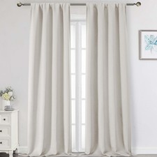 Extra Long Natural Curtains for Bedroom 50"W x 108"L Pack of 2 ,