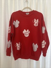 Disney Parks Red Minnie Mouse Crewneck Sweatshirt Medium