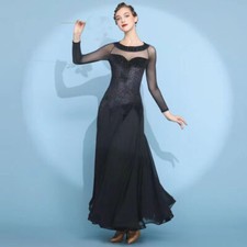 Women's Velvet Modern Dance Dress Ballroom Waltz Tango Costume Performance Dress