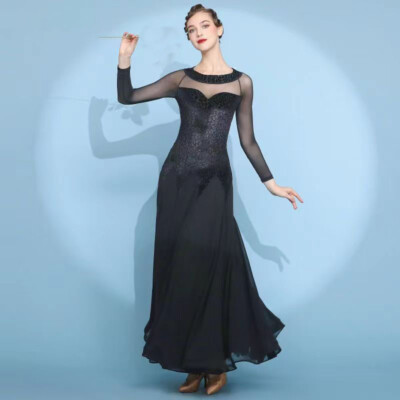 Women's Velvet Modern Dance Dress Ballroom Waltz Tango Costume Performance  Dress