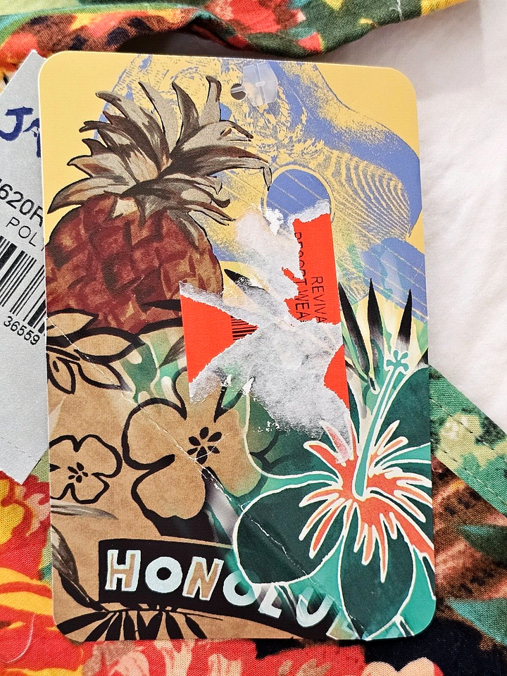 JAMS WORLD New With Tags Rare "Polynesia" Fabric Print Hawaiian Shirt