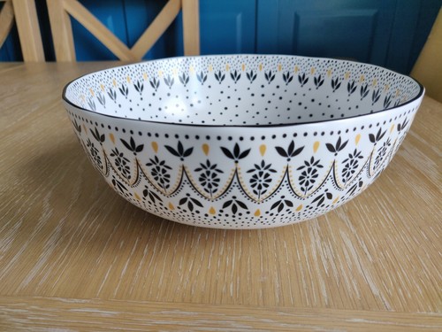 Sara Miller Artisanne Noir MANDALA Large Serving Bowl NEW 23cm - Picture 5 of 13