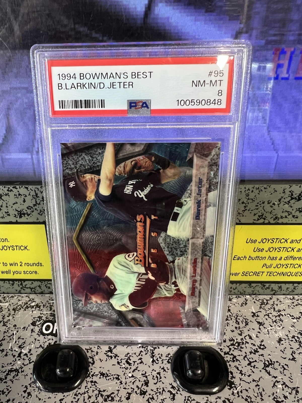1994 Bowman's Best Derek Jeter Barry Larkin #95 HOF SS Graded PSA 8 NM-MT view 2