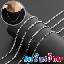 GENUINE 925 STERLING SILVER CURB CHAIN NECKLACE LOBSTER CLASP-Buy 2 get 5 free