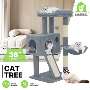 Cat Tree Kitten Jouer Condo Maison Centre d'activité Gris clair/ Rose/Smoky Gray
