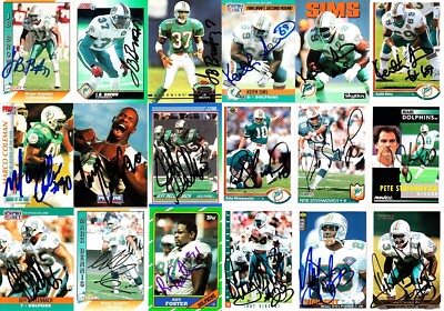 32 Dolphins signed NFL cards Marco Coleman Keith Sims Troy Vincent Richmond Webb