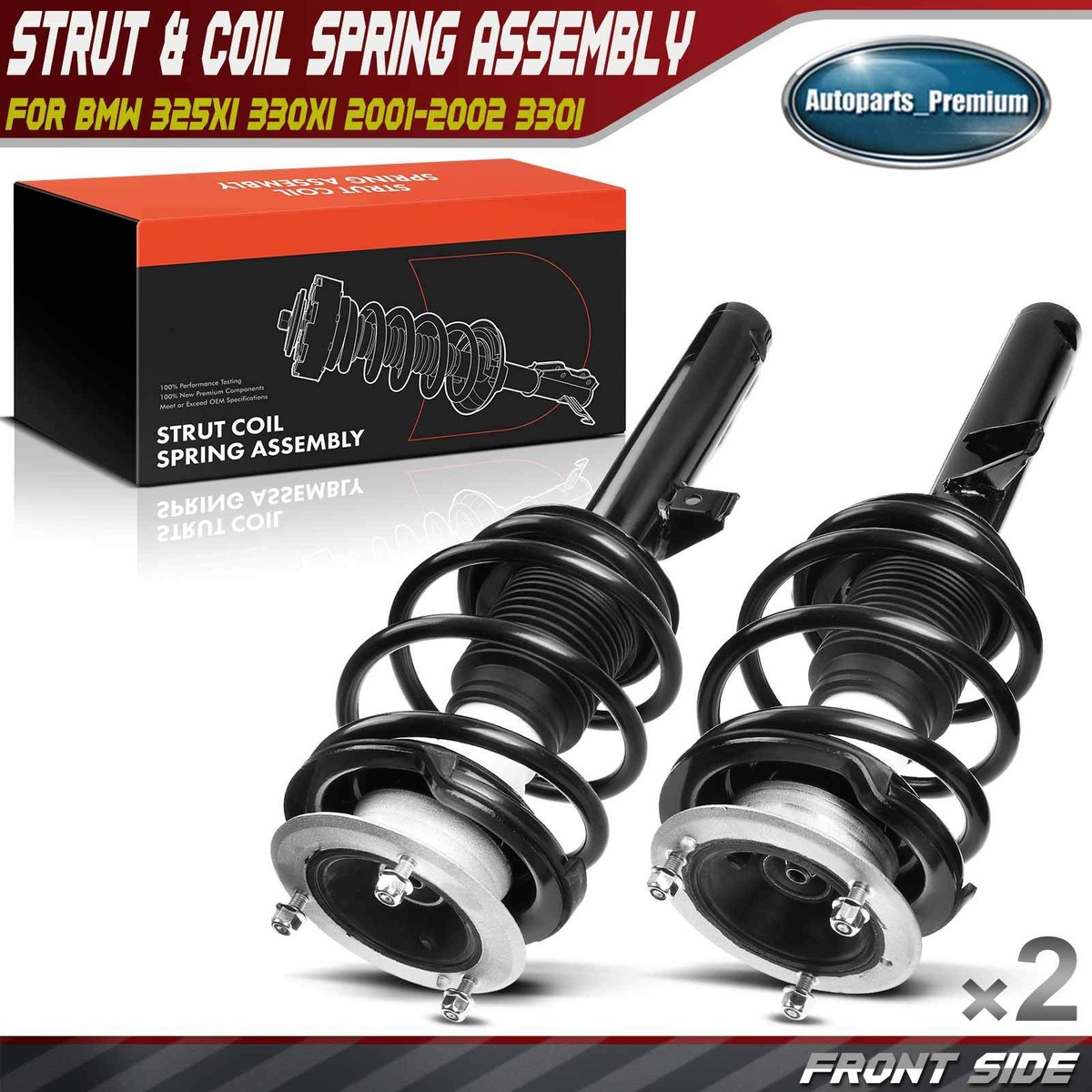 2x Front Strut & Coil Spring Assembly for BMW E46 325xi 330xi 2001