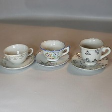 3 Vtg Miniature Bone China Tea Cups  Saucers Japan 2-3" READ