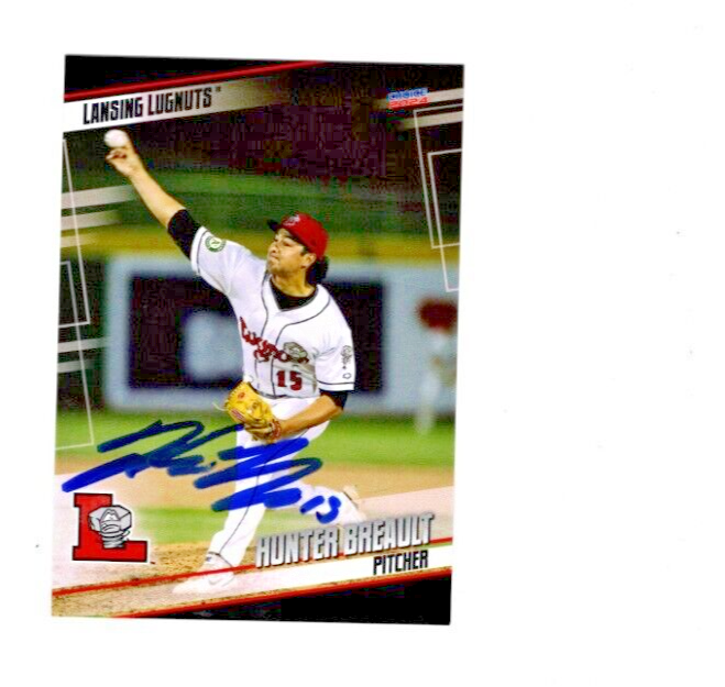 Hunter Breault 2024 Lansing Lugnuts signed autograph baseball card
