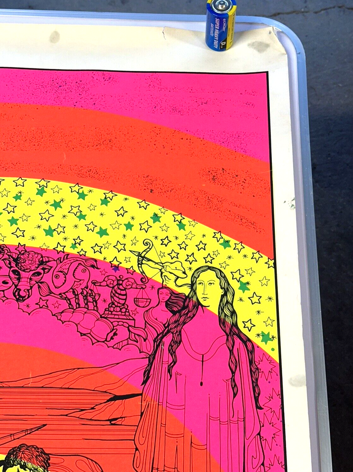 Sunset blacklight poster petagno Hebrew religious vintage 1970s Jewish