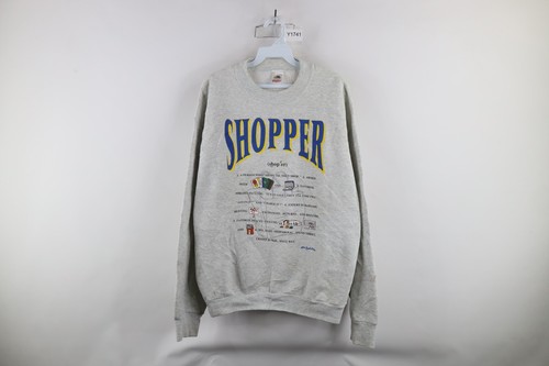 Vintage 90s Streetwear Womens Large Distressed Spell Out Shopper Sweatshirt USA