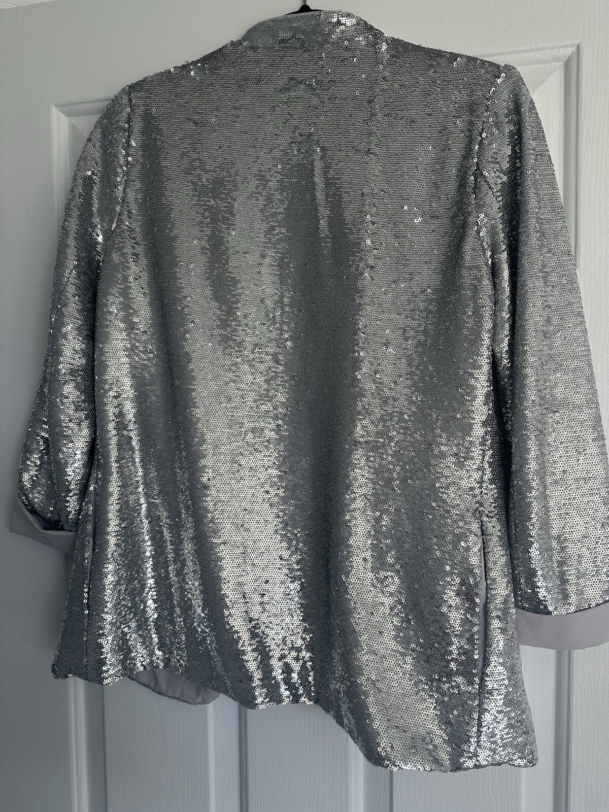 Sam Edelman Silver Sequin Jacket Blazer Size S - image 7