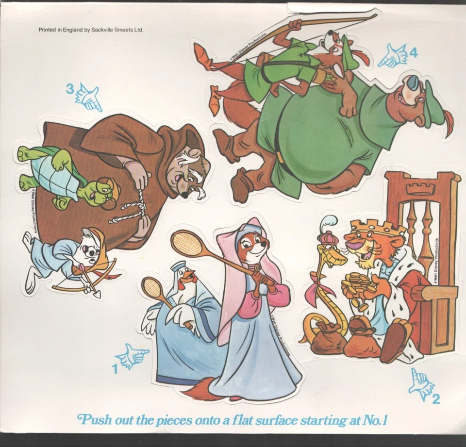 Robin Hood-Disney Punch Out Set Años 60-Conjunto Sin Usar-Publicado en Reino Unido.-FN Foto 2 de 2