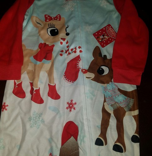 Christmas Rudolph Toddler Girl Footed One Piece Pajamas New 24 Months - Picture 2 of 4