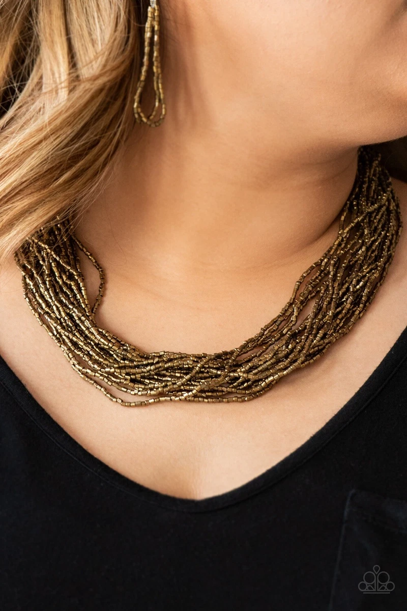Paparazzi The Speed Of Starlight Brass Brown Seed Bead Necklace