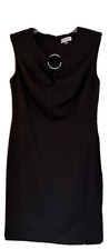 CALVIN KLEIN Black Sheath Sleeveless Dress w/Gold Ring Accent ~LBD ~Size 6 MINT!