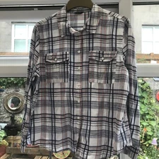M&Co Spirit Size 16 Checked Cotton Long Sleeve Vest Pockets 100% Cotton