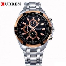 Orologio Polso Curren 8023 Uomo Analogico Quarzo Moderno Silver Nero Dorato lac