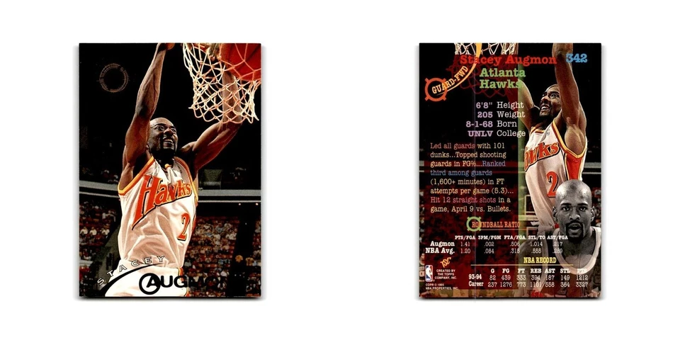 1994 Topps Stadium Club Stacey Augmon Hawks #342 - Image 3 of 3