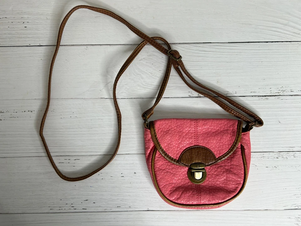 Bolso de mano American Eagle pequeño de cuero marrón rosa bandolera festival Foto 2 de 4