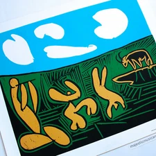 BEAUTIFUL 1973 ORIGINAL PABLO PICASSO LITHOGRAPH POSTER FRANCE VINTAGE RARE