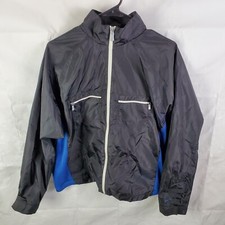 Nike Jacket Women's XL 16-18 Black Windbreaker Full Zip Athletic Vintage Vtg