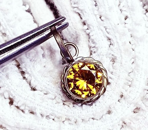 Yellow Zircon Sterling Silver Pendant Round Shape 7.60 Ct Loose Gemstone - Picture 2 of 7