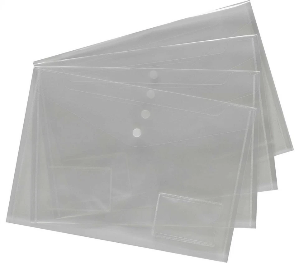 CENTRUM A4 Stud Wallet Folder Clear Plastic Document Press Stud Popper with ID holder