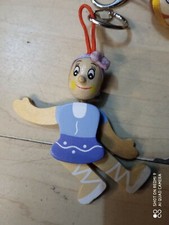 Colorful wooden puppet keychain, new,