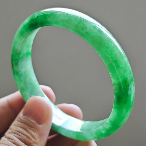 Bracciale Giada Giadeite Verde Ghiacciato Naturale 61mm Birmania Giadeite Giada Big Bangle 3399 - Foto 7 di 14