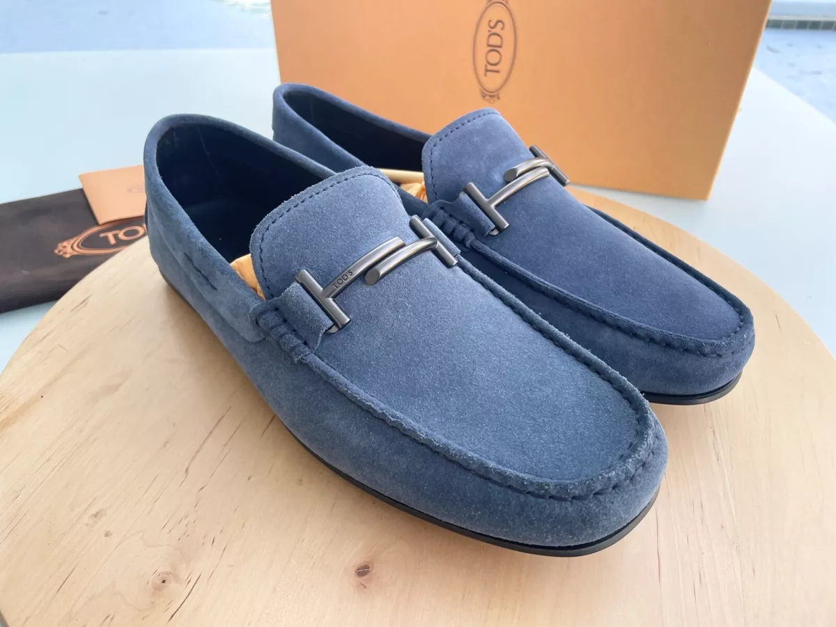 Tod's blue suede loafers sale