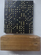 Vintage Domino Set of 28 Pieces in Wooden Box Double-Six Set-Gifted In 1924